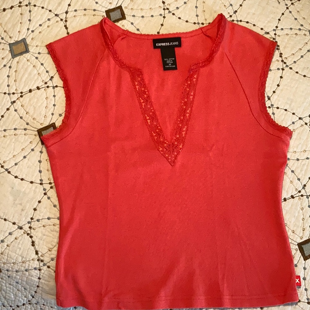 Cotton Lace Trimmed Crop Tank